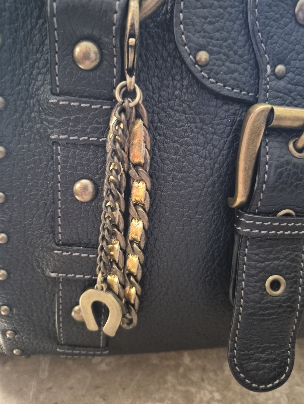 Betsey Johnson Vintage Leather Studded Satchel - Picture 3 of 8